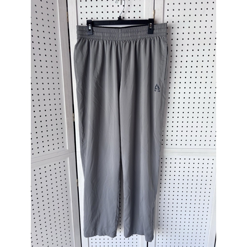 Reebok Mesh Lined Windpants Zip Ankle Pull On Men's Lg Gray Drawstring Pull On